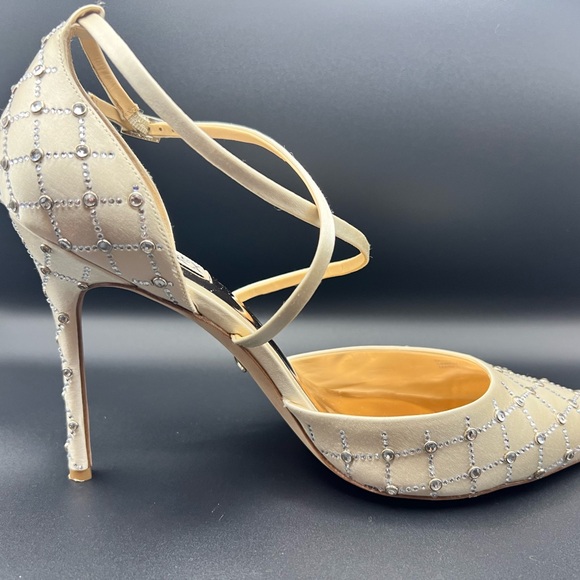 Badgley Mischka Strappy Cream Heels with Silver Accents Size 11 Women’s - Picture 6 of 14